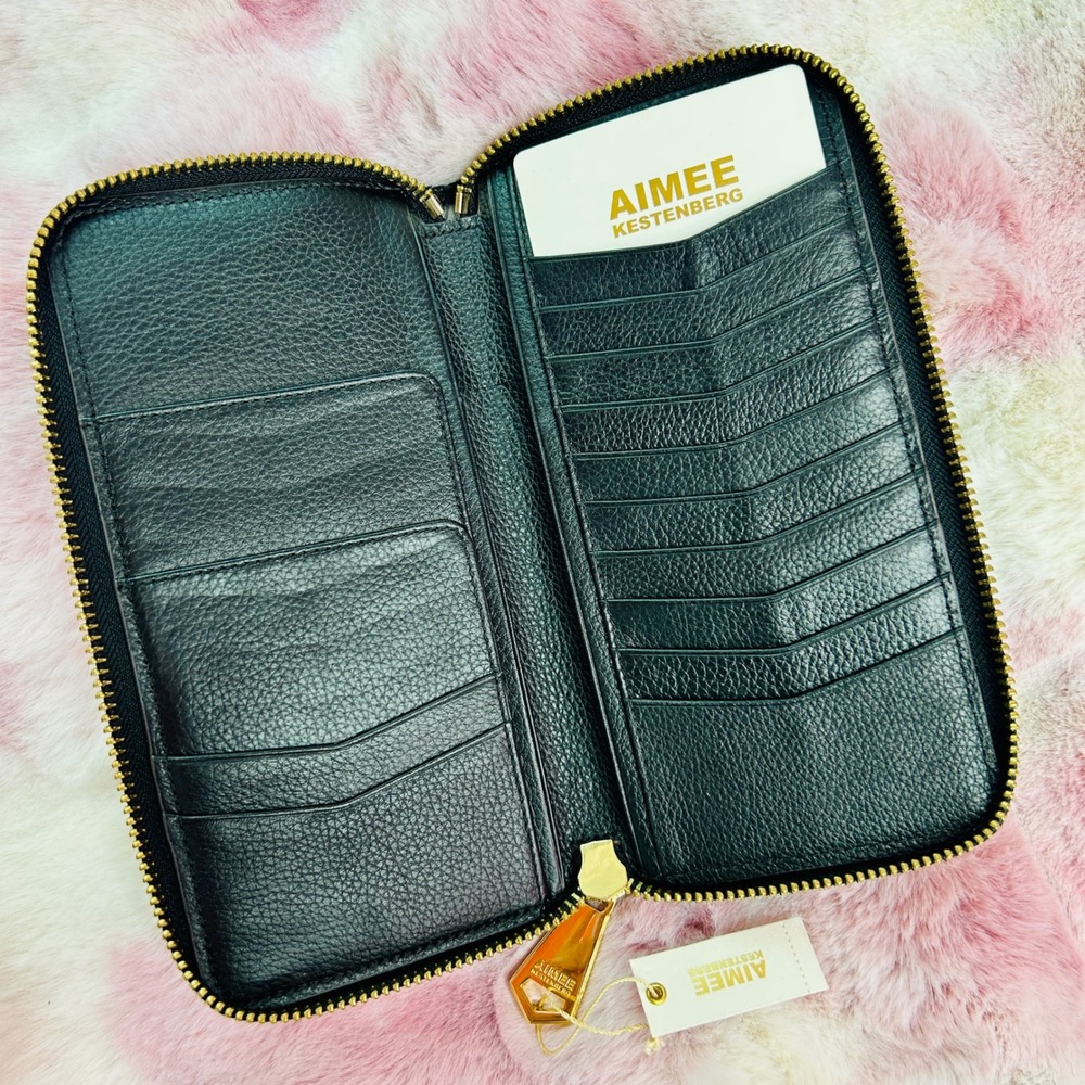 Aimee Kestenberg Oversized Zip Around Wallet Soft Ink Cobra Leather AK447760 NWT - Picture 5 of 6